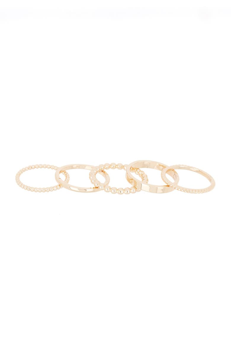 Nordstrom Mixed Texture Metal Ring Stack, Alternate, color, Gold