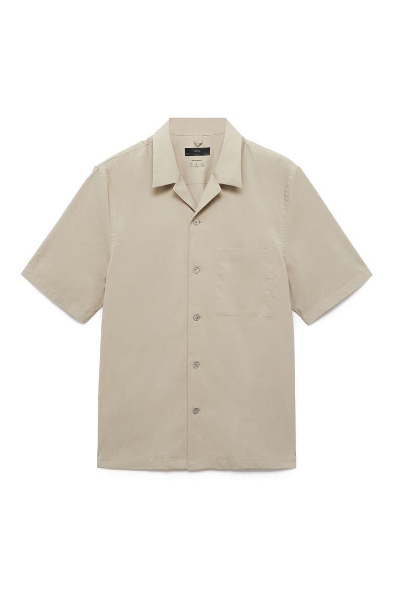 Cotton Blend Camp Shirt, Alternate, color, BEIGE