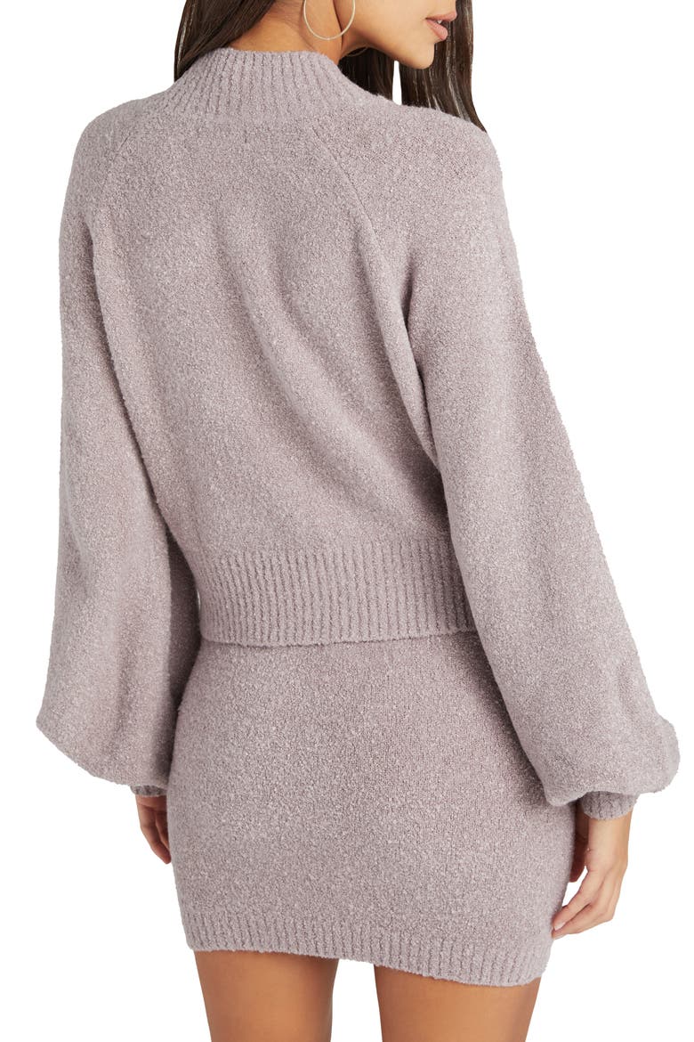 Mock Neck Balloon Sleeve Crop Sweater, Alternate, color, WARM GREY