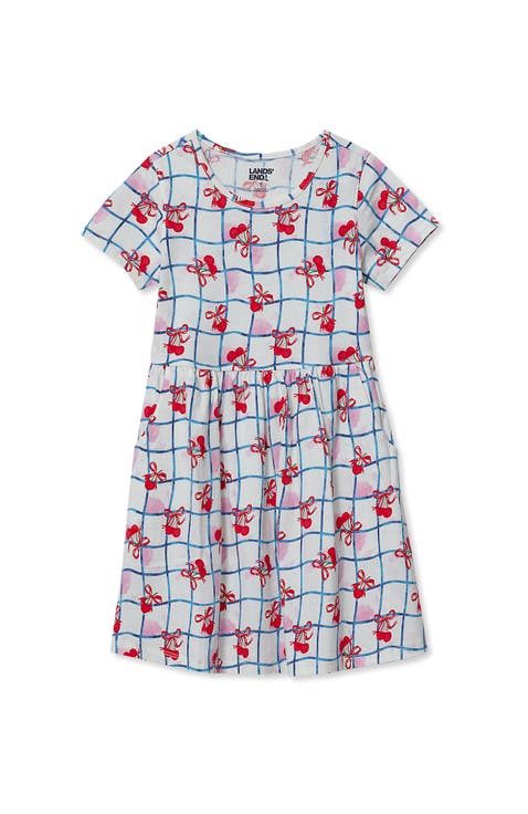Girls Short Sleeve Gathered Waist Jersey Dress