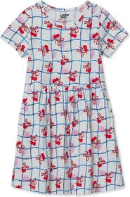 Lands' End Girls Short Sleeve Gathered Waist Jersey Dress