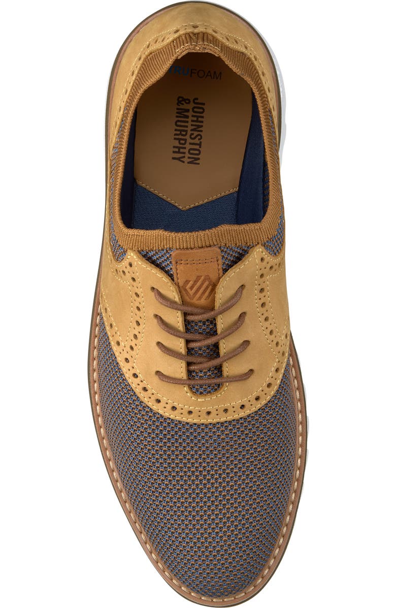 Johnston & Murphy Braydon Saddle Derby, Alternate, color, Tan Multi Knit/Tan Full Grain