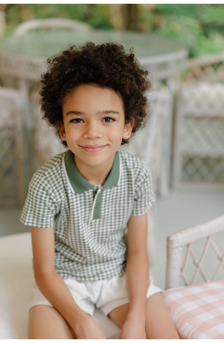Ely's & Co. Gingham Owl Collection - Boys Polo, Alternate, color, Sage