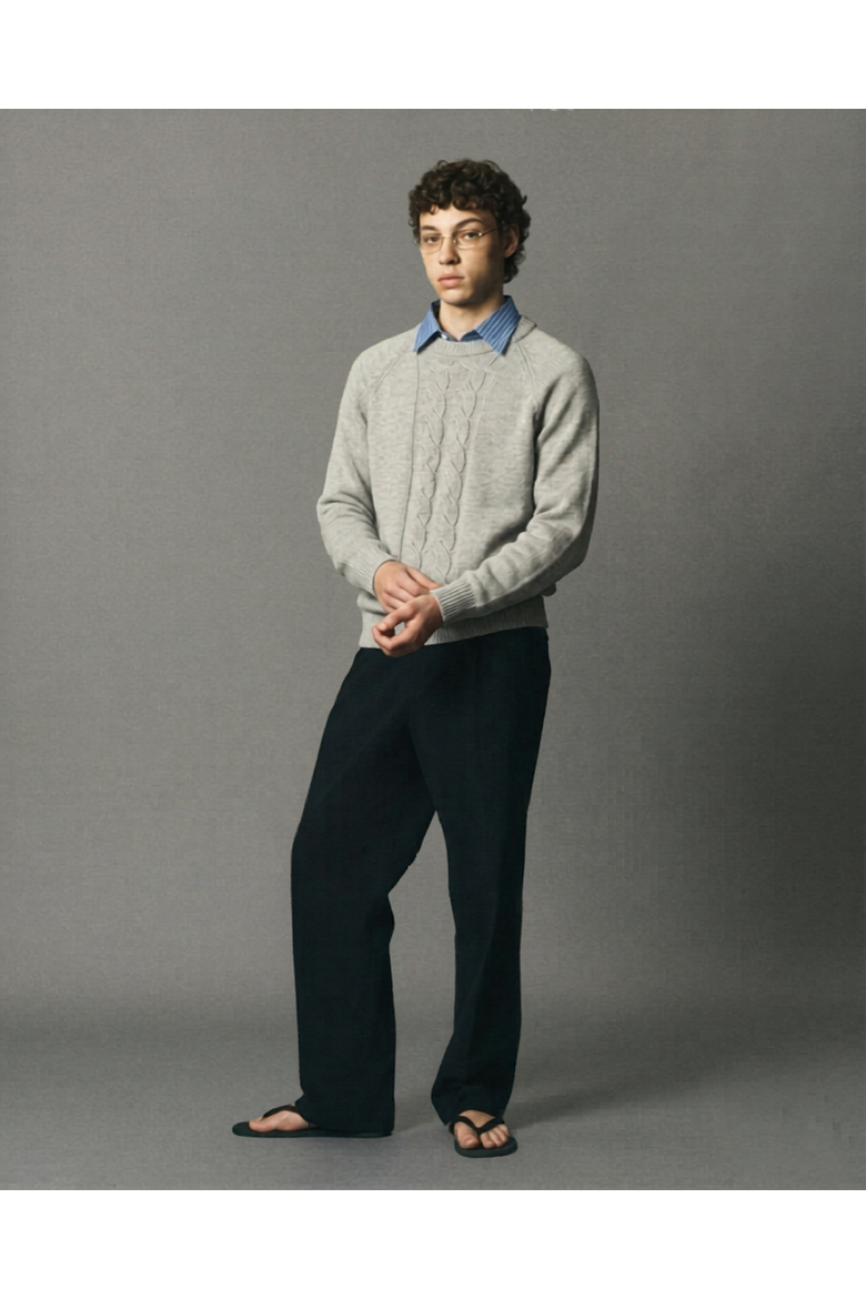 Cotton Cableknit Sweater, Alternate, color, Natural Melange