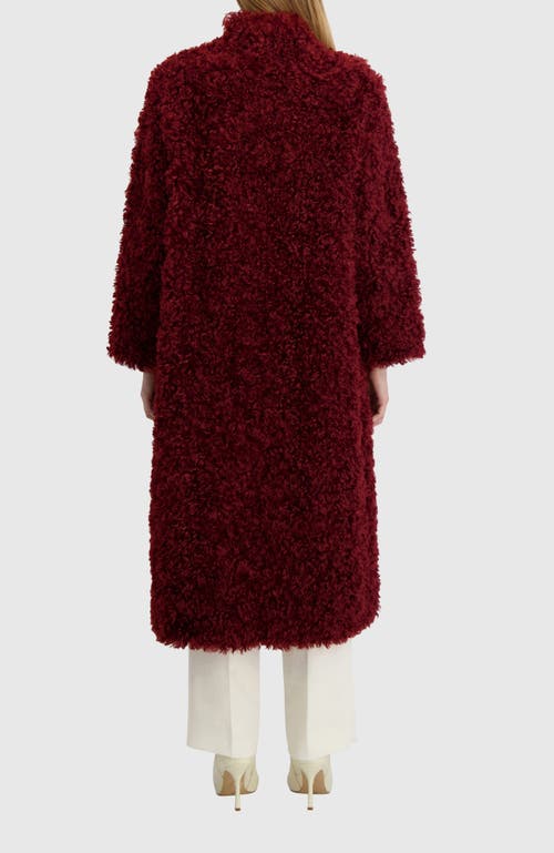 Lyla Grant Fur-free Lamb (faux Fur) Coat In Burgundy