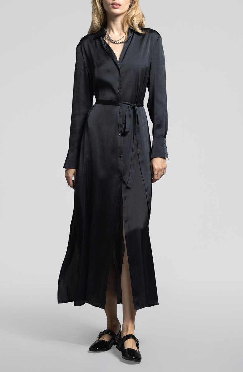 WEEKEND LOS ANGELES Yves Long Sleeve Shirtdress, Main, color, Black