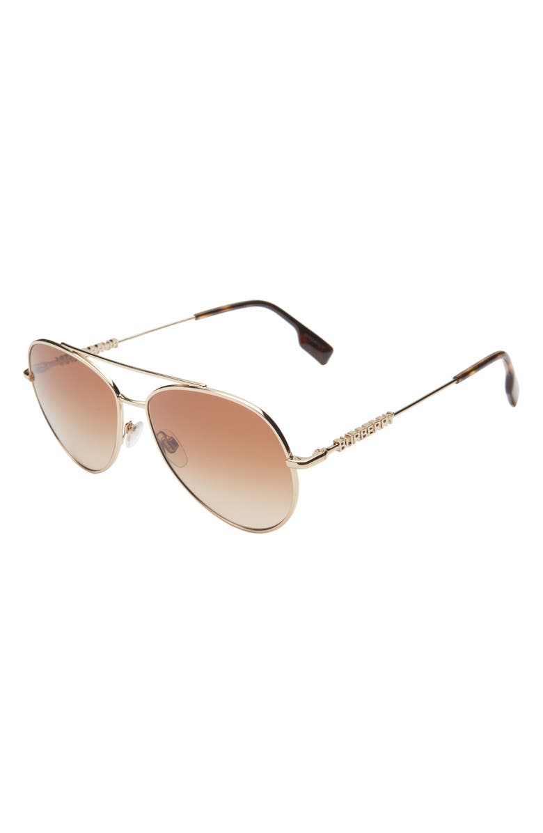 Burberry 58mm Gradient Aviator Sunglasses, Alternate, color, Light Gold