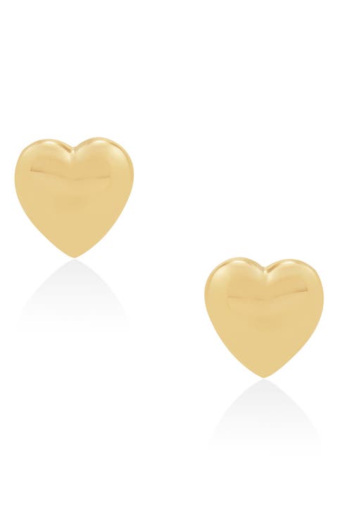 Puffed Heart Stud Earrings