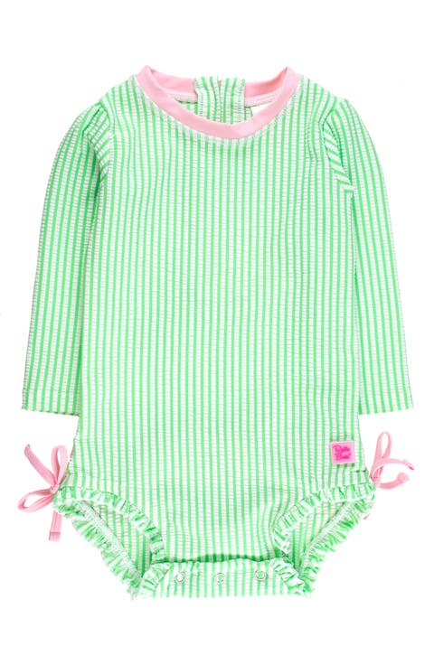 Kids' Seersucker Long Sleeve One-Piece Rashguard Swimsuit (Baby & Toddler)