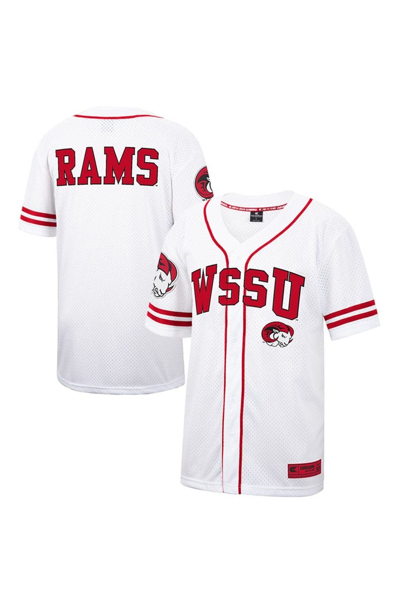 Men's Colosseum White Winston-Salem State Rams Free Spirited Mesh Button-Up Baseball Jersey, Alternate, color, White