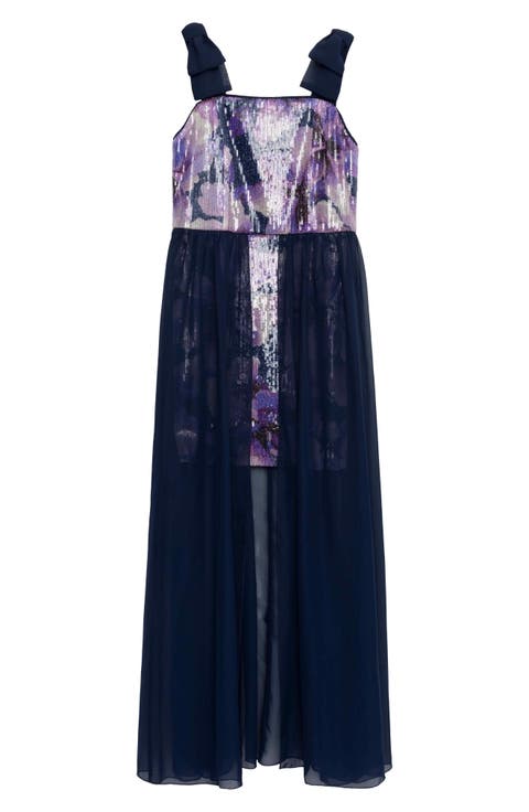 Kids' Print Sequin Walk Thru Party Dress (Big Kid)