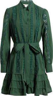 Caslon® Lace Panel Long Sleeve Minidress