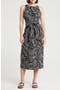 Sleeveless Tie Waist Linen Blend Midi Dress
