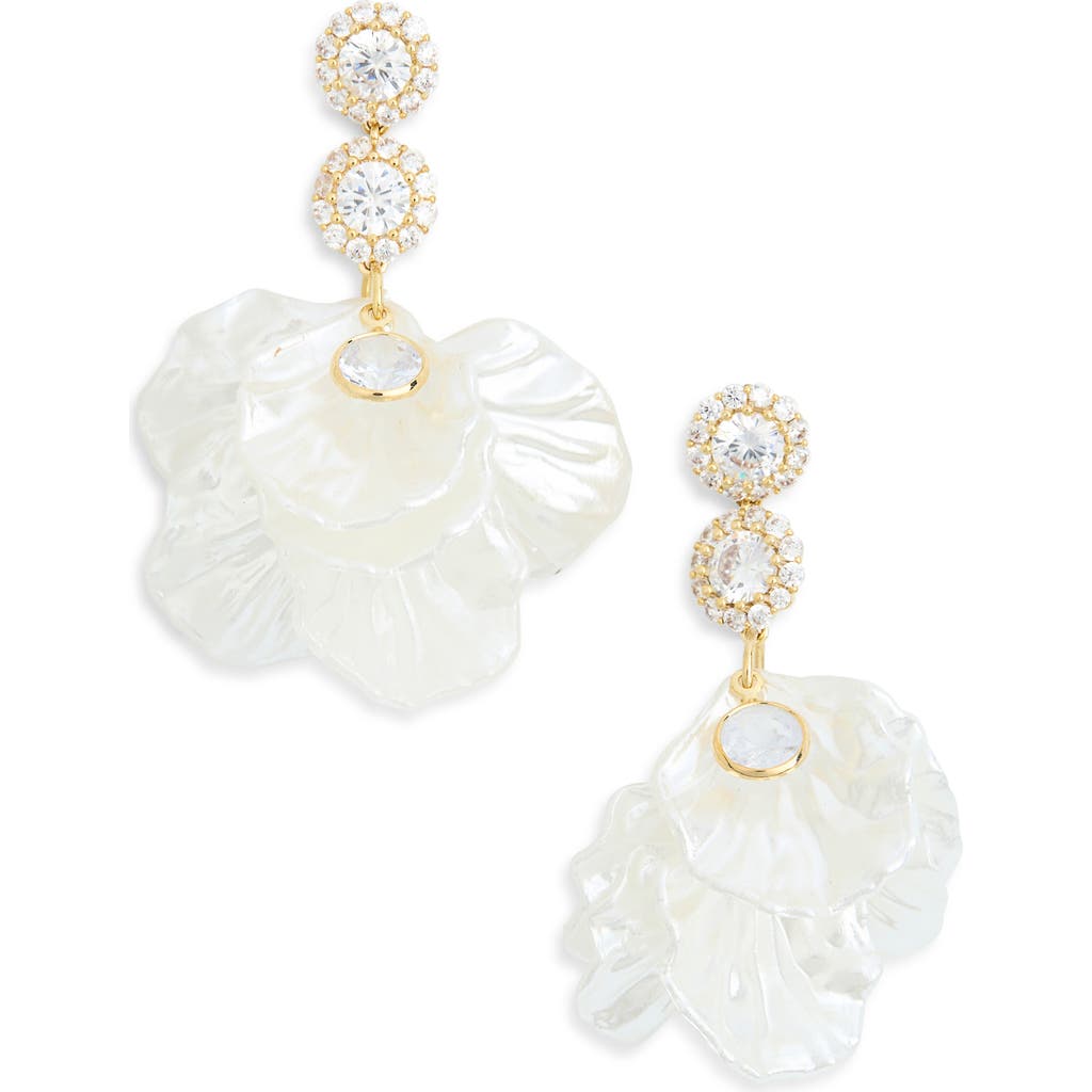 Eye Candy Los Angeles Nadia Flower Petal Drop Earrings In White