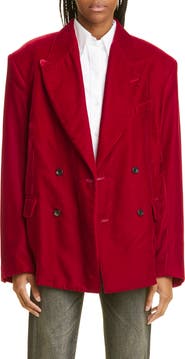R13 Ragged Double Breasted Peaked Lapel Velvet Blazer