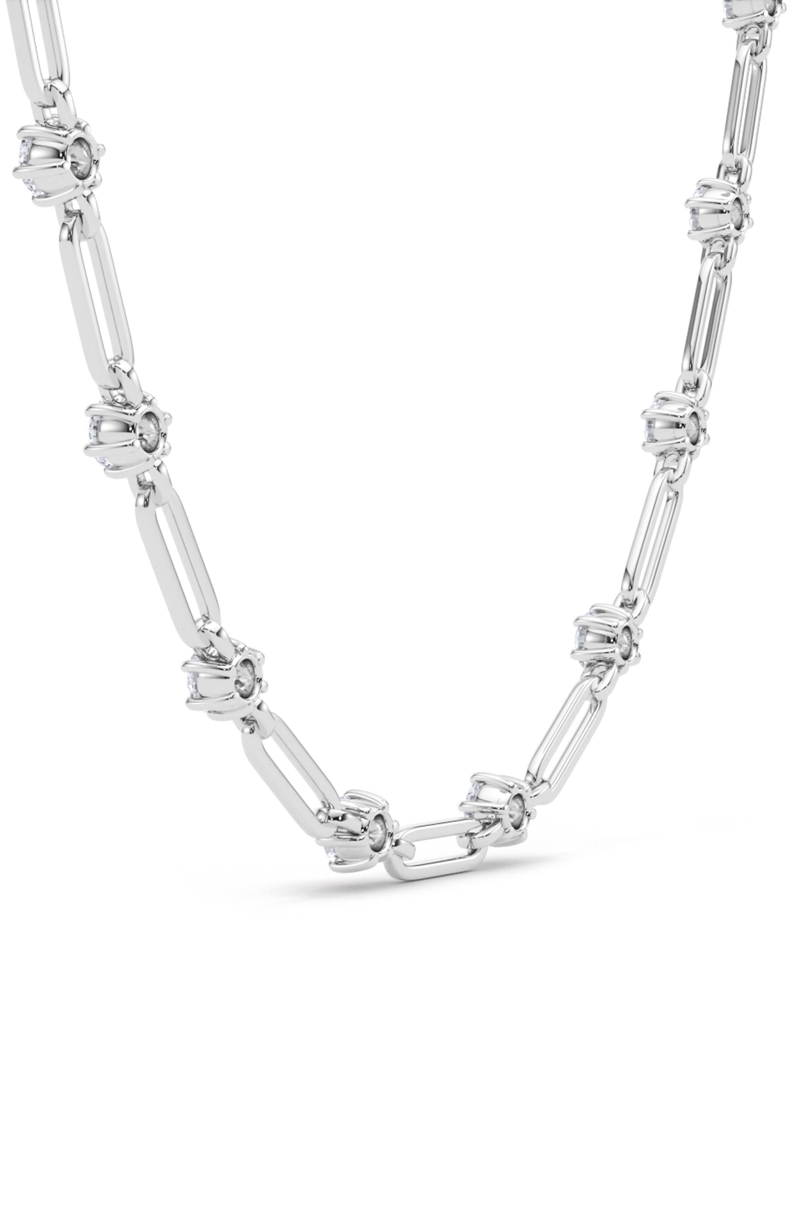 HauteCarat Lab Created Diamond Paper Clip Chain Necklace (Women ...
