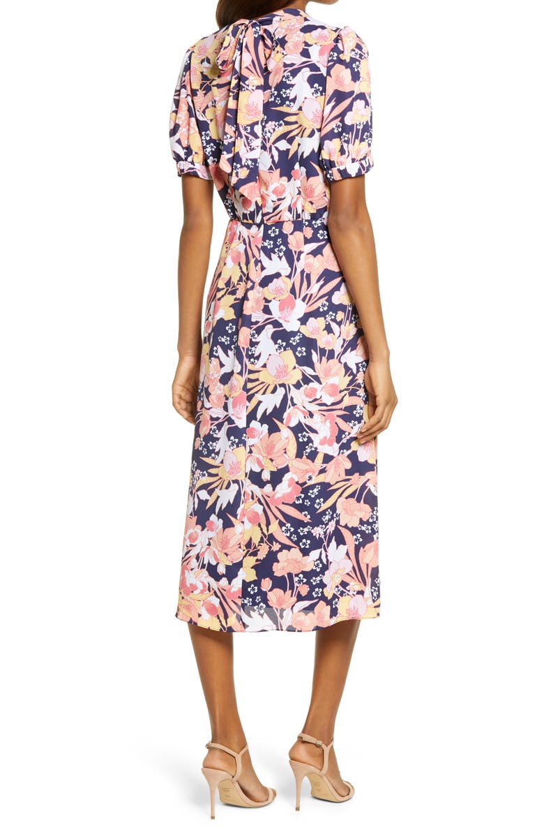 Julia Jordan Floral Puff Sleeve Midi Dress, Alternate, color, 