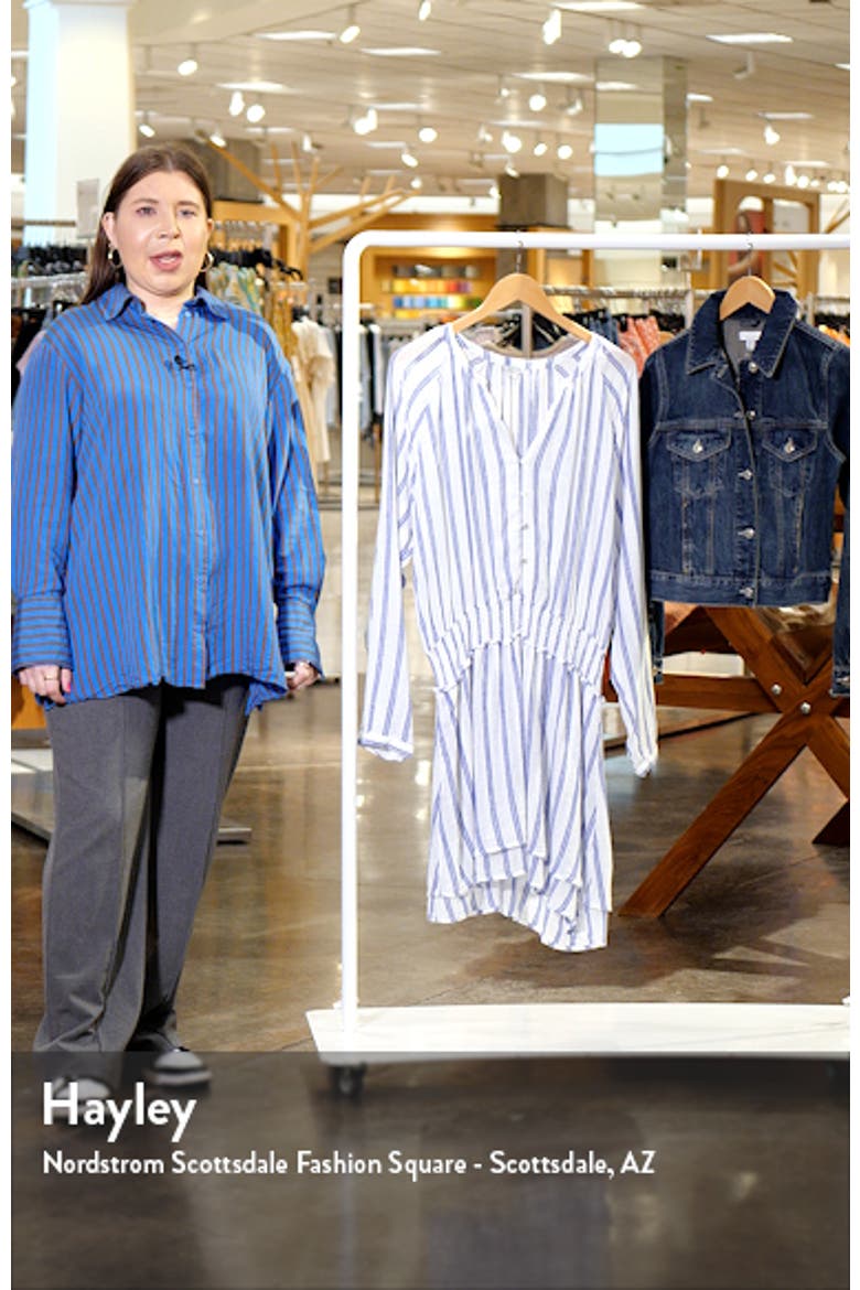 Jasmine Stripe Smocked Waist Long Sleeve Linen Blend Dress video