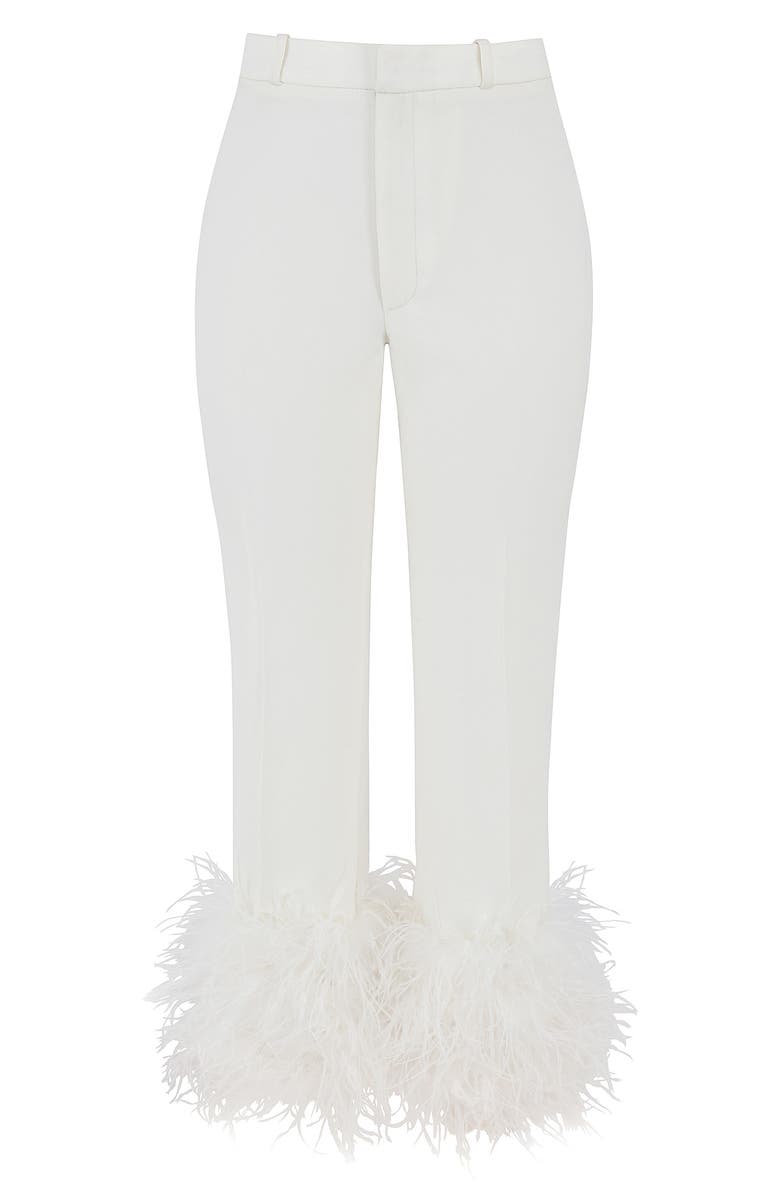 HOUSE OF CB Fae Feather Trim Trousers, Alternate, color,