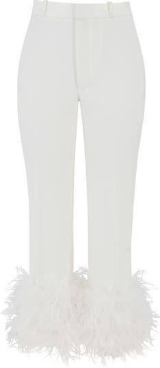 HOUSE OF CB Fae Feather Trim Trousers | Nordstrom