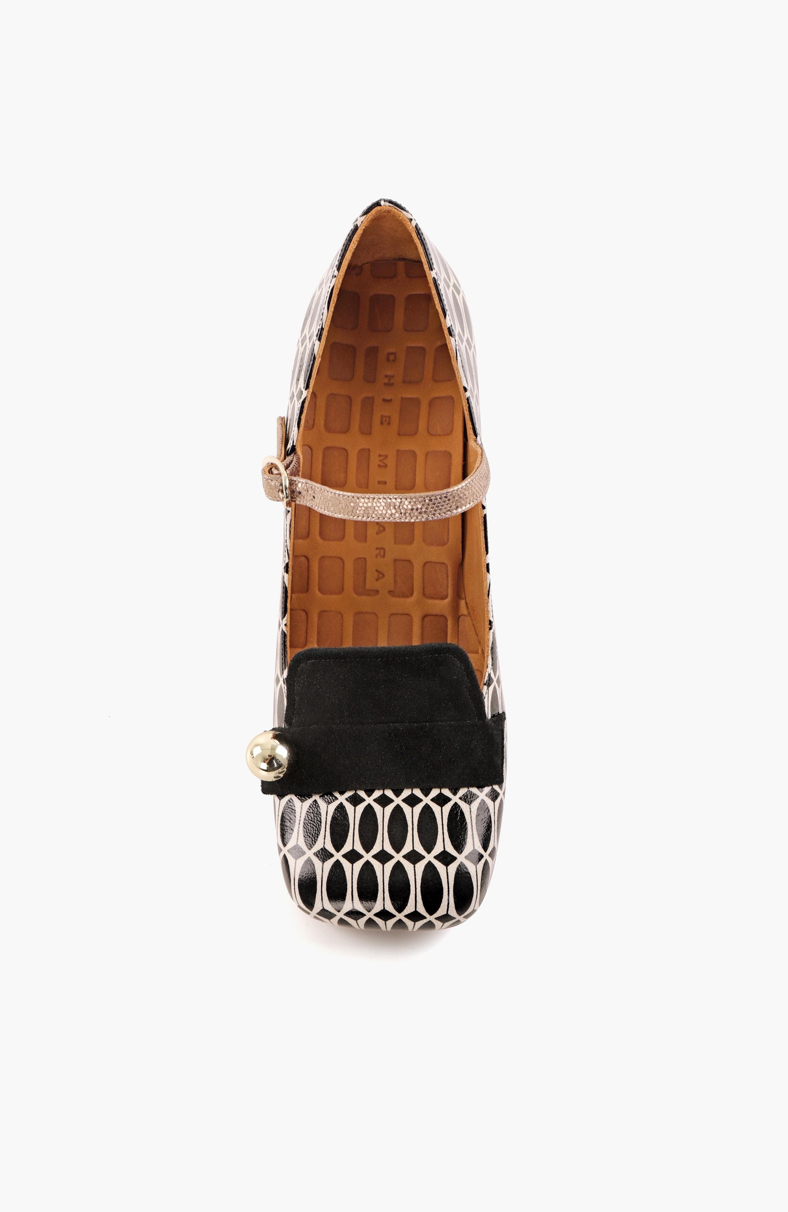 SWEKA Metallic embossed geometric leather shoes, Alternate, color, Black and silver