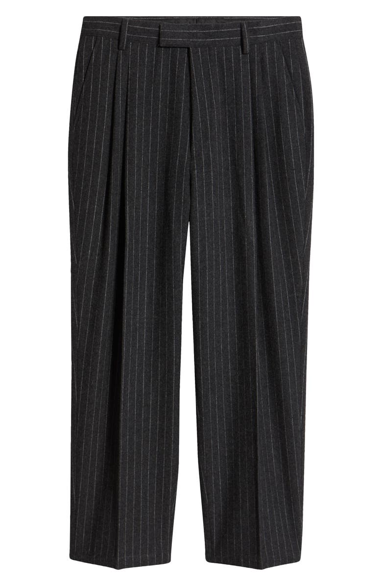 Topman Pinstripe Wool Blend Wide Leg Pants, Alternate, color, 