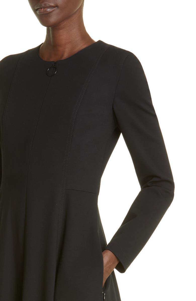 Akris punto Elements Long Sleeve Jersey Fit & Flare Dress, Alternate, color, Black
