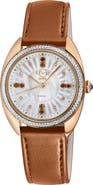 GV2 Palermo Mother of Pearl Dial Diamond Faux Leather Strap Watch, 35mm - 0.04ct.