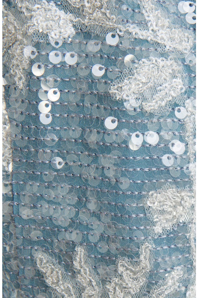 Bette Sequin Vine Long Sleeve Dress, Alternate, color, BLUE/ SILVER