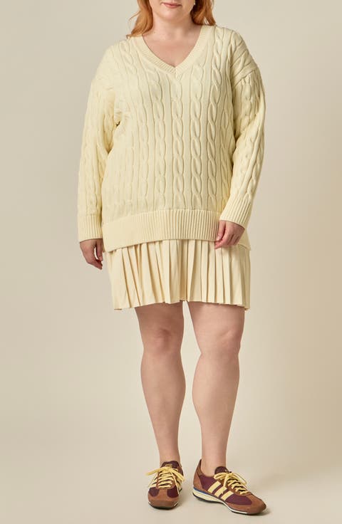 Mixed Media Pleated Minidress
