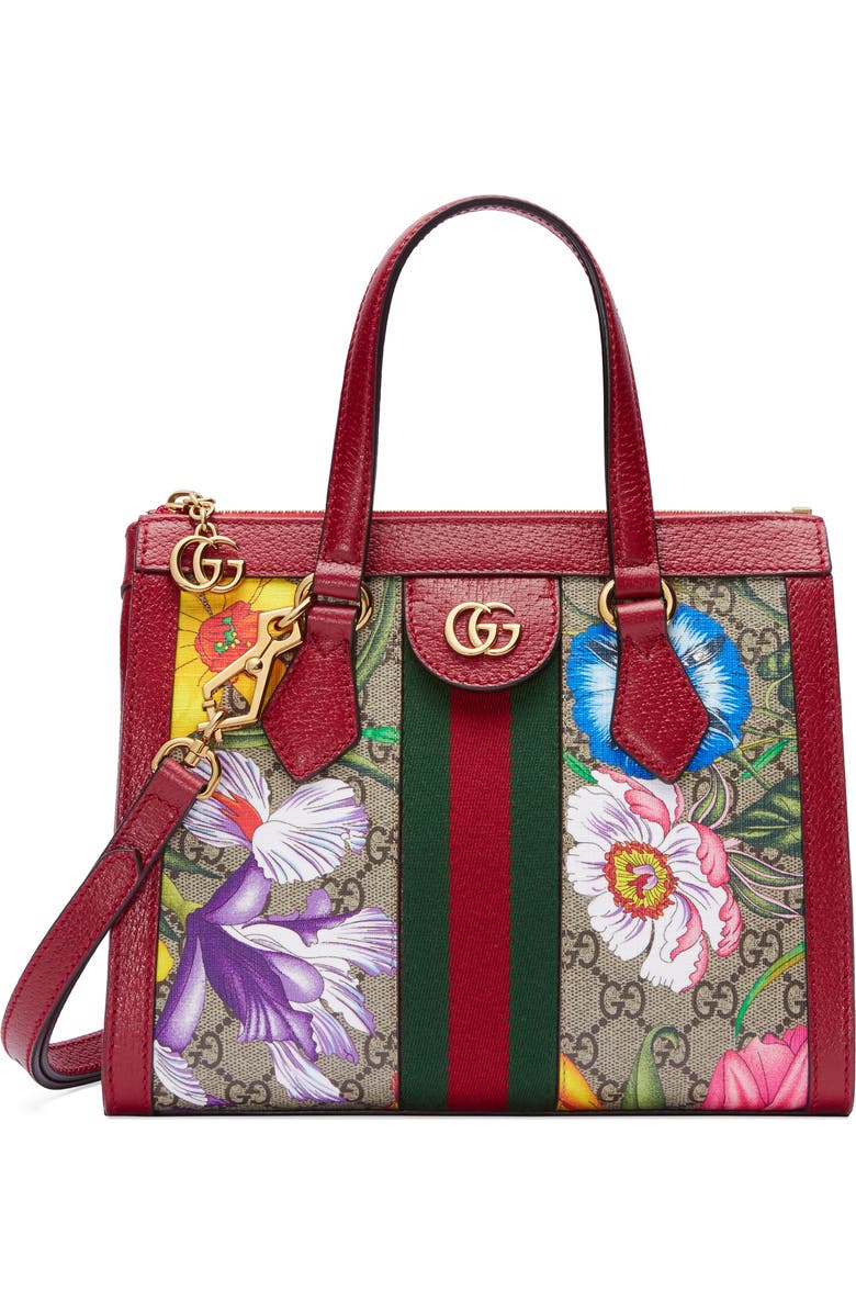 Gucci Small Ophidia Floral GG Supreme Canvas Tote, Main, color,