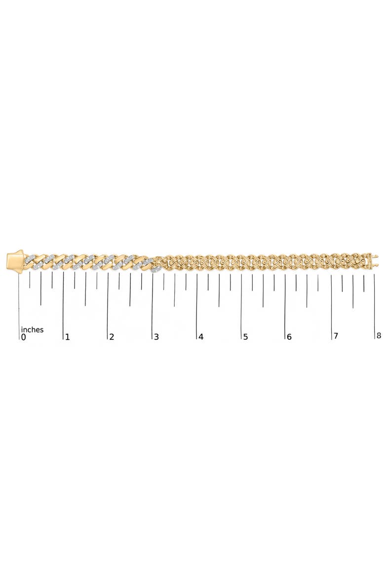 Silver 1/2 Cttw Diamond Cuban Curb Chain Bracelet, Alternate, color, Yellow Gold over Silver