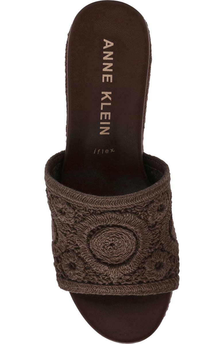 Anne Klein Effy Espadrille Slide Sandal, Alternate, color, Chocolate Brown Crochet