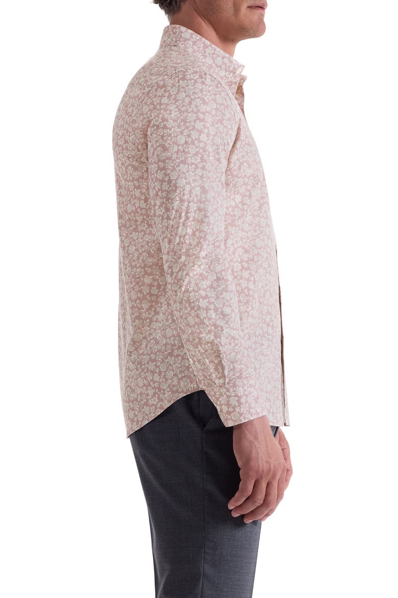 Julian Shaped Fit Floral Stretch Cotton Button-Up Shirt, Alternate, color, WOOD ROSE