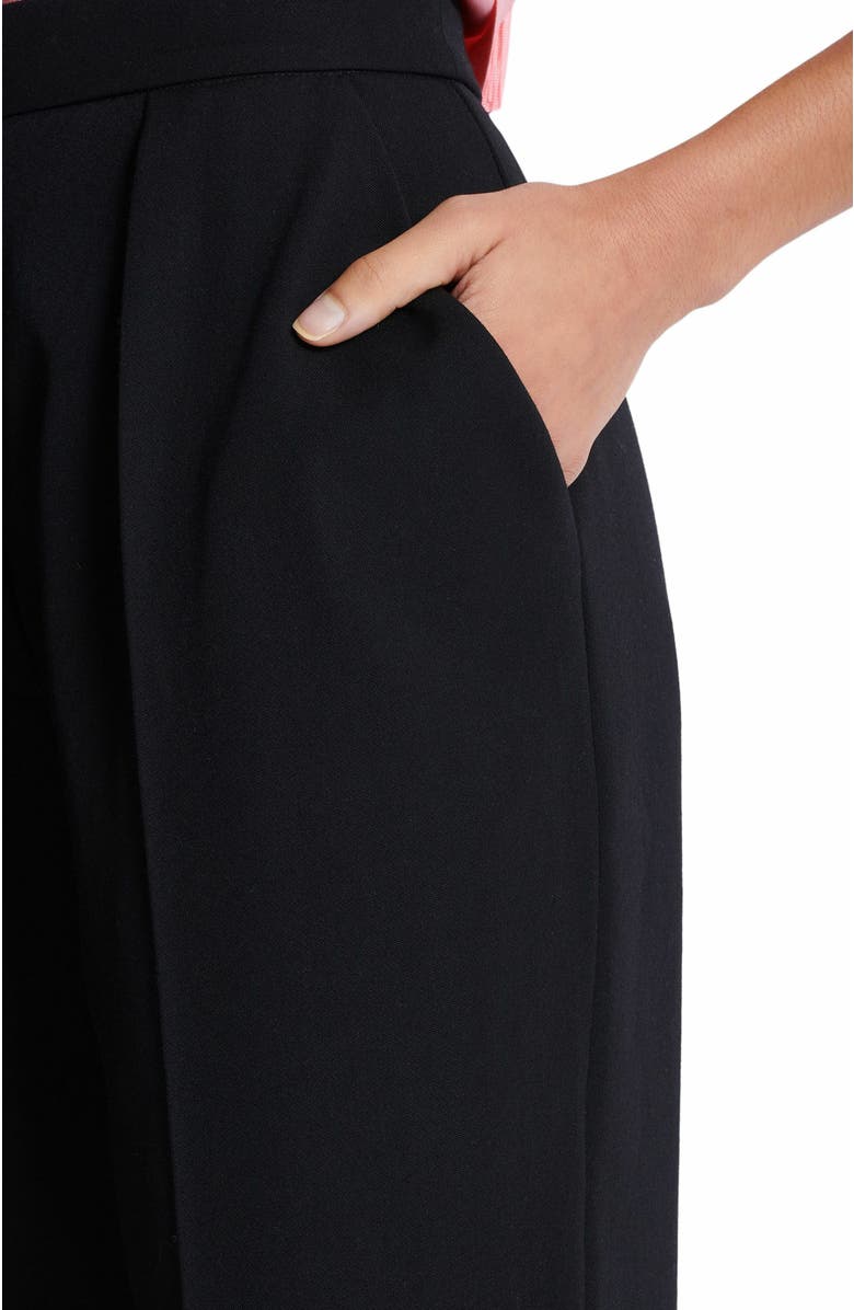 Balmain High-Waisted Grain De Poudre Trousers, Alternate, color, Black