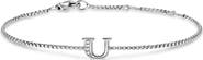 David Yurman Petite Pavé Initial Chain Bracelet in Sterling Silver with Diamonds
