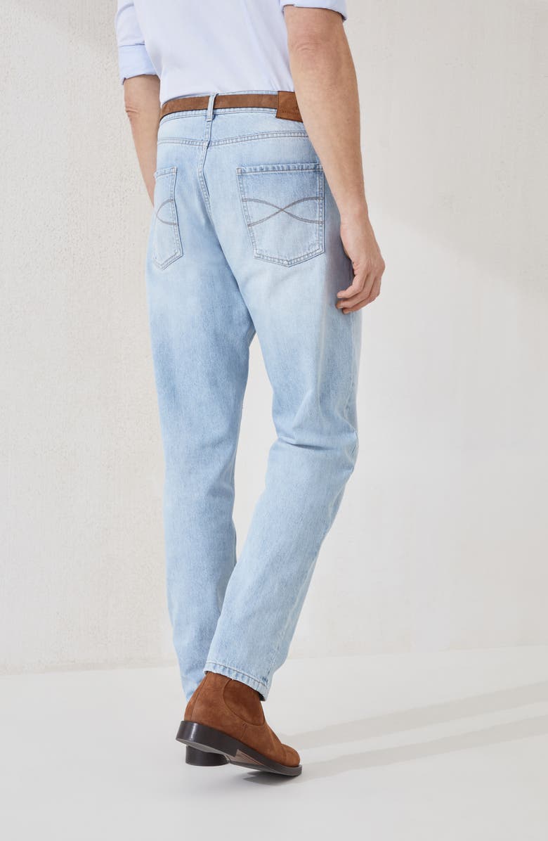 Brunello Cucinelli Denim trousers with rips, Alternate, color, Light Blue Denim