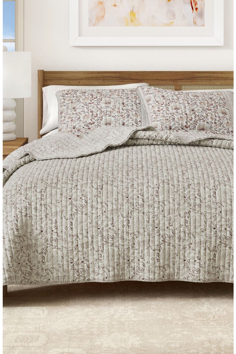 Floral Printed Quilt Set, Alternate, color, NEUTRAL VINES