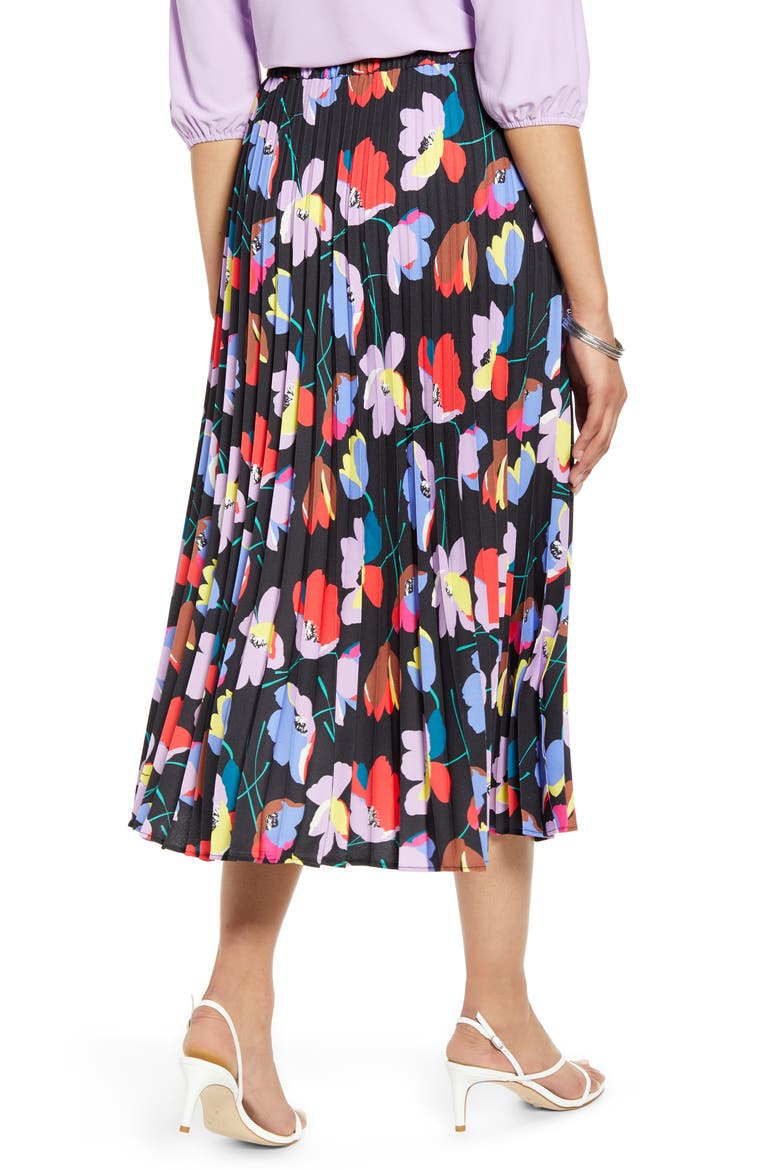 Pleated Midi Skirt, Alternate, color, BLACK MULTI RITA FLORAL