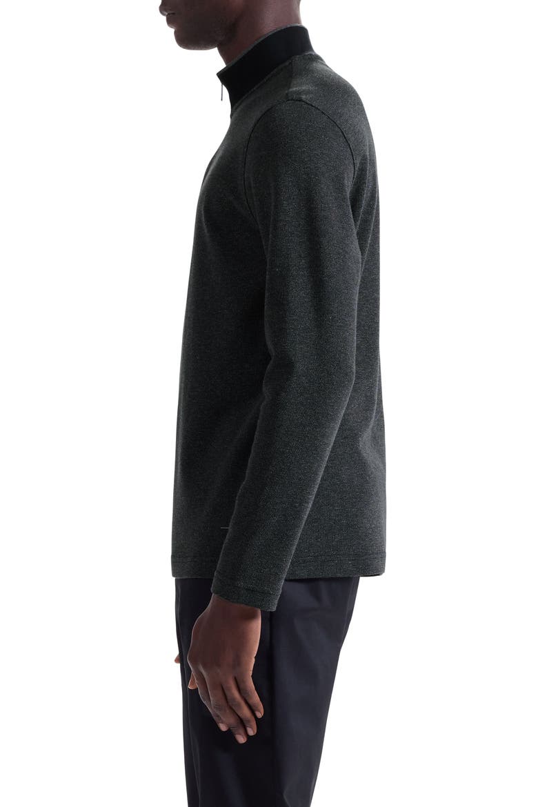 Quarter Zip Cotton Blend Piqué Pullover, Alternate, color, BLACK
