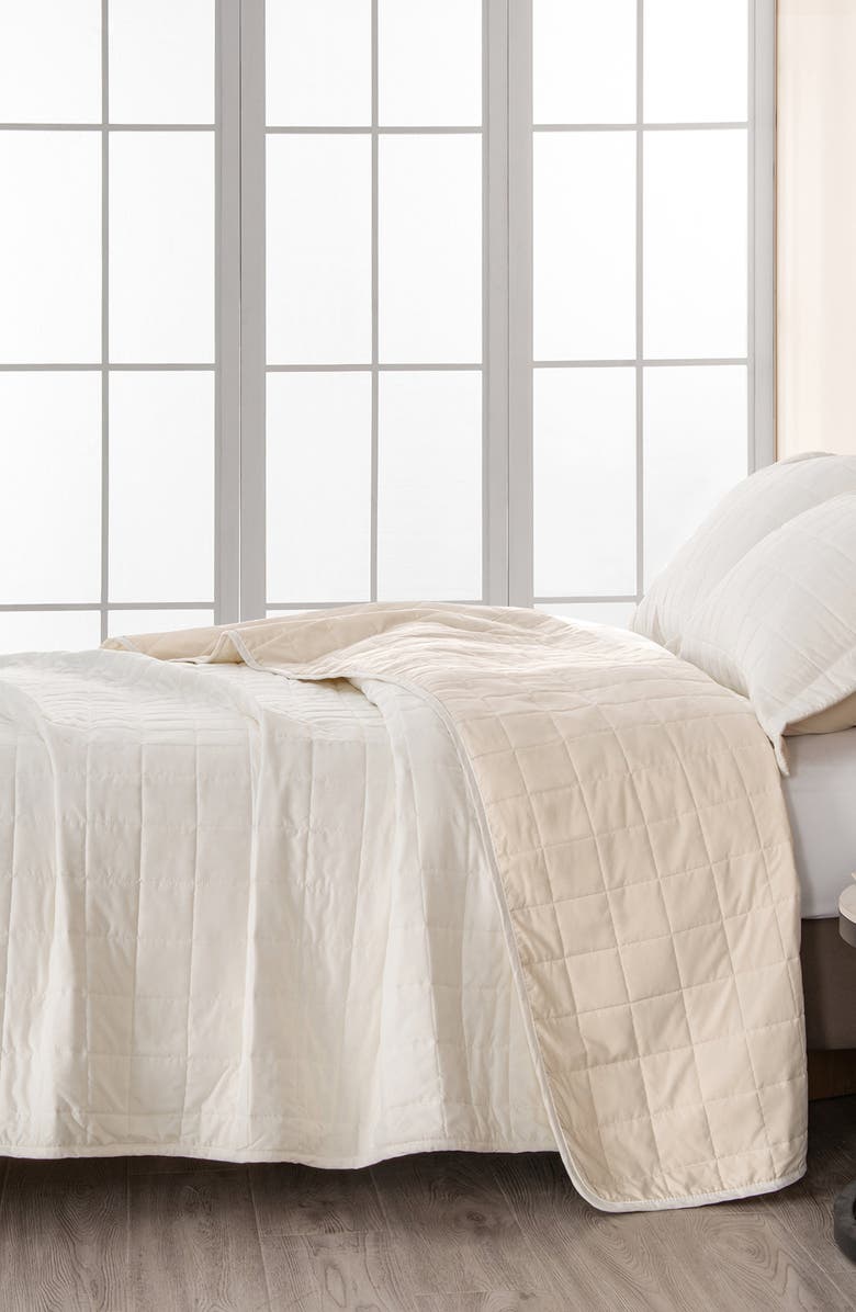 Woven & Weft Two-Tone Reversible Quilt Set, Alternate, color, Cream / Sand