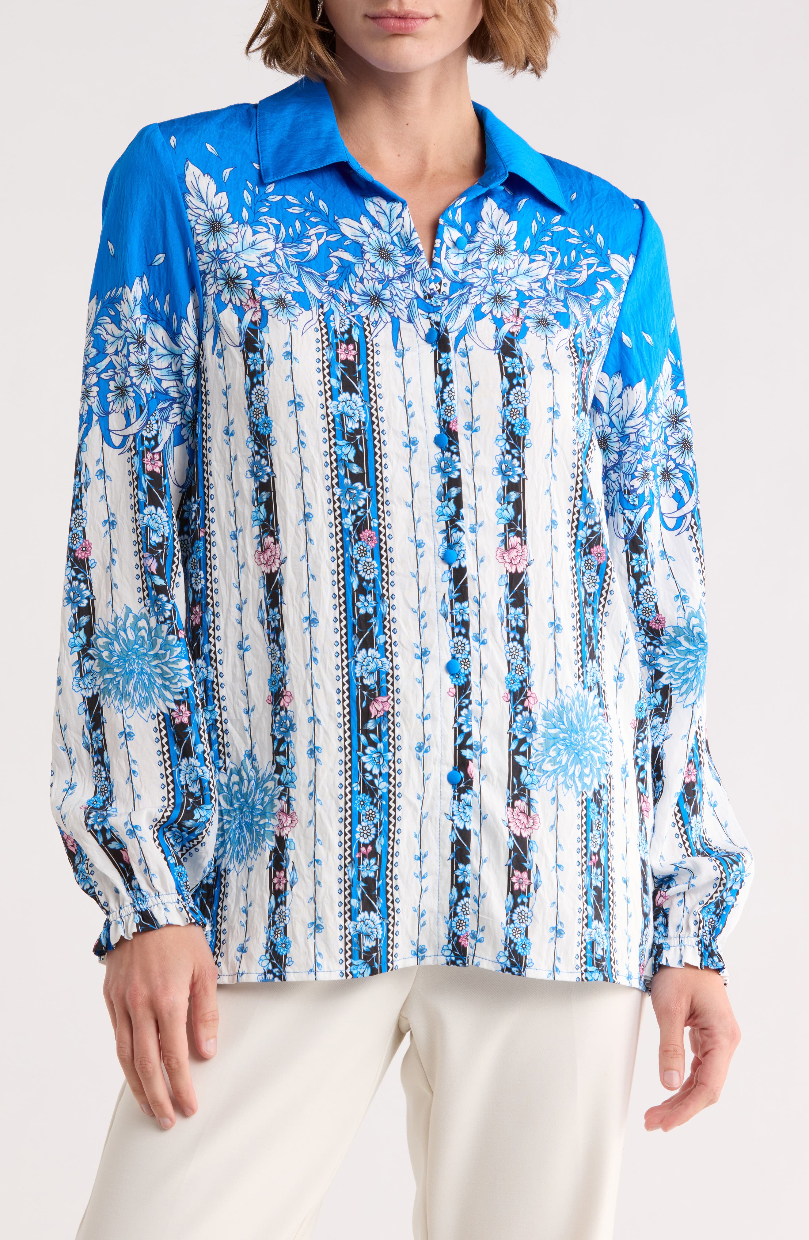 T Tahari Floral Button-Up Shirt