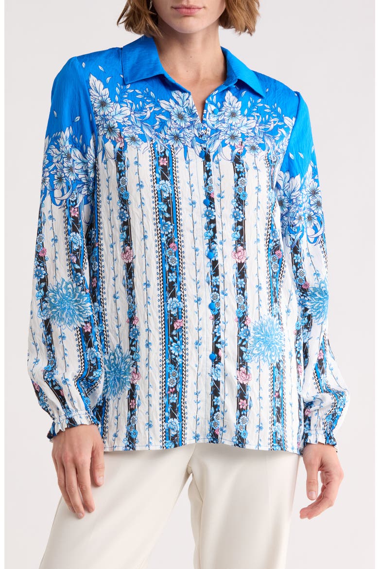 Floral Button-Up Shirt, Main, color, SKY FOREST