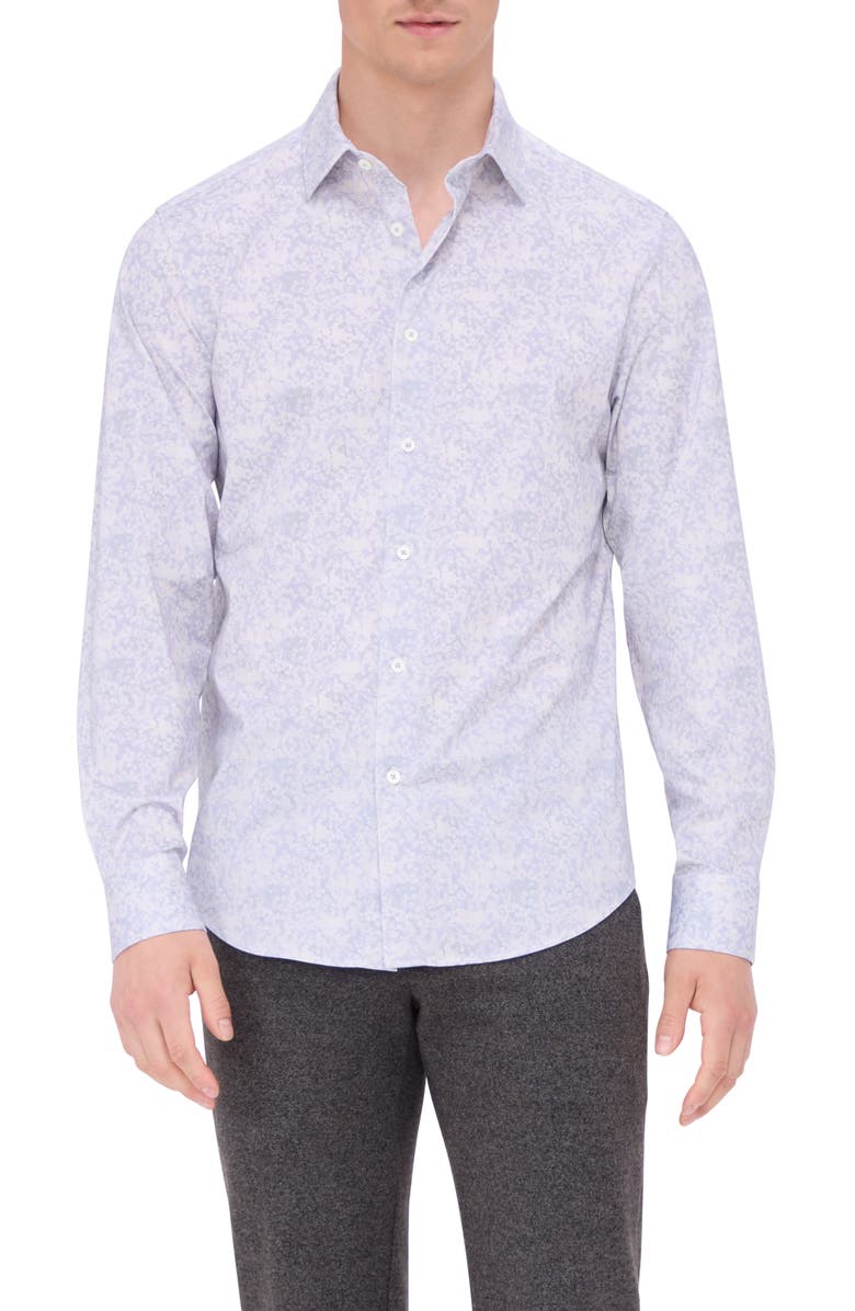 Bugatchi James OoohCotton<sup>®</sup> Floral Print Button-Up Shirt, Main, color,