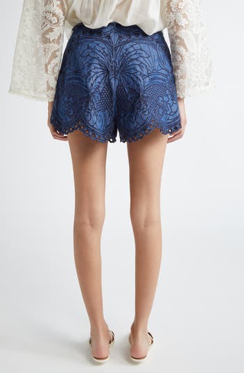 Zimmermann Coco Embroidered Denim Shorts | Nordstrom