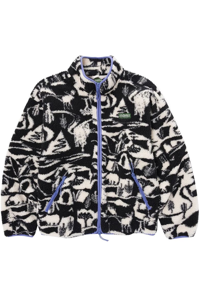 Park Shadows Full-Zip High Pile Fleece Jacket, Main, color, Black And White