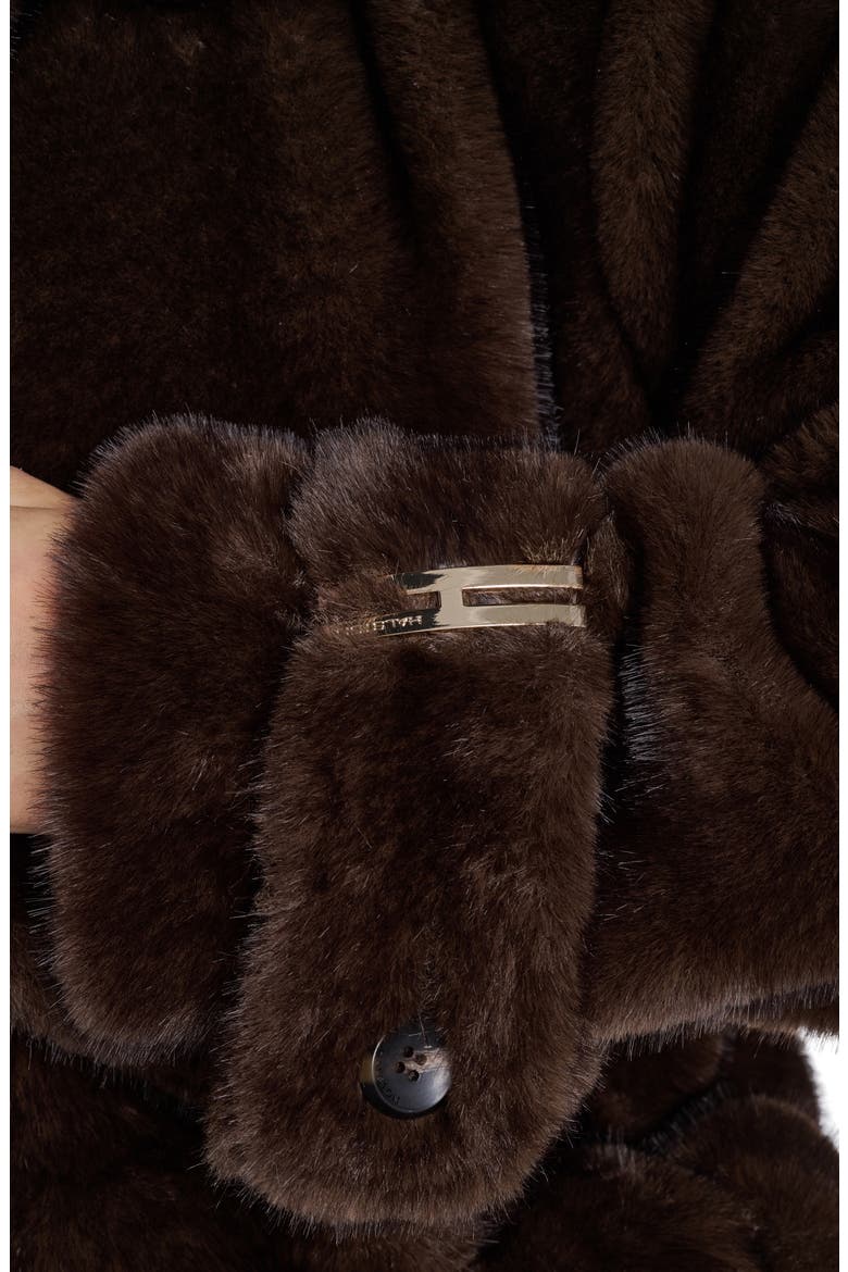 Belted Faux Fur Coat, Alternate, color, BROWN