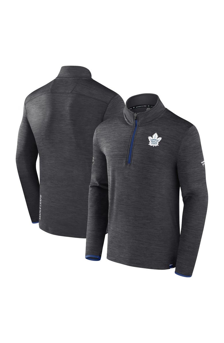 FANATICS Men's Fanatics Branded  Heather Charcoal Toronto Maple Leafs Authentic Pro Quarter-Zip Pullover Top, Main, color, 