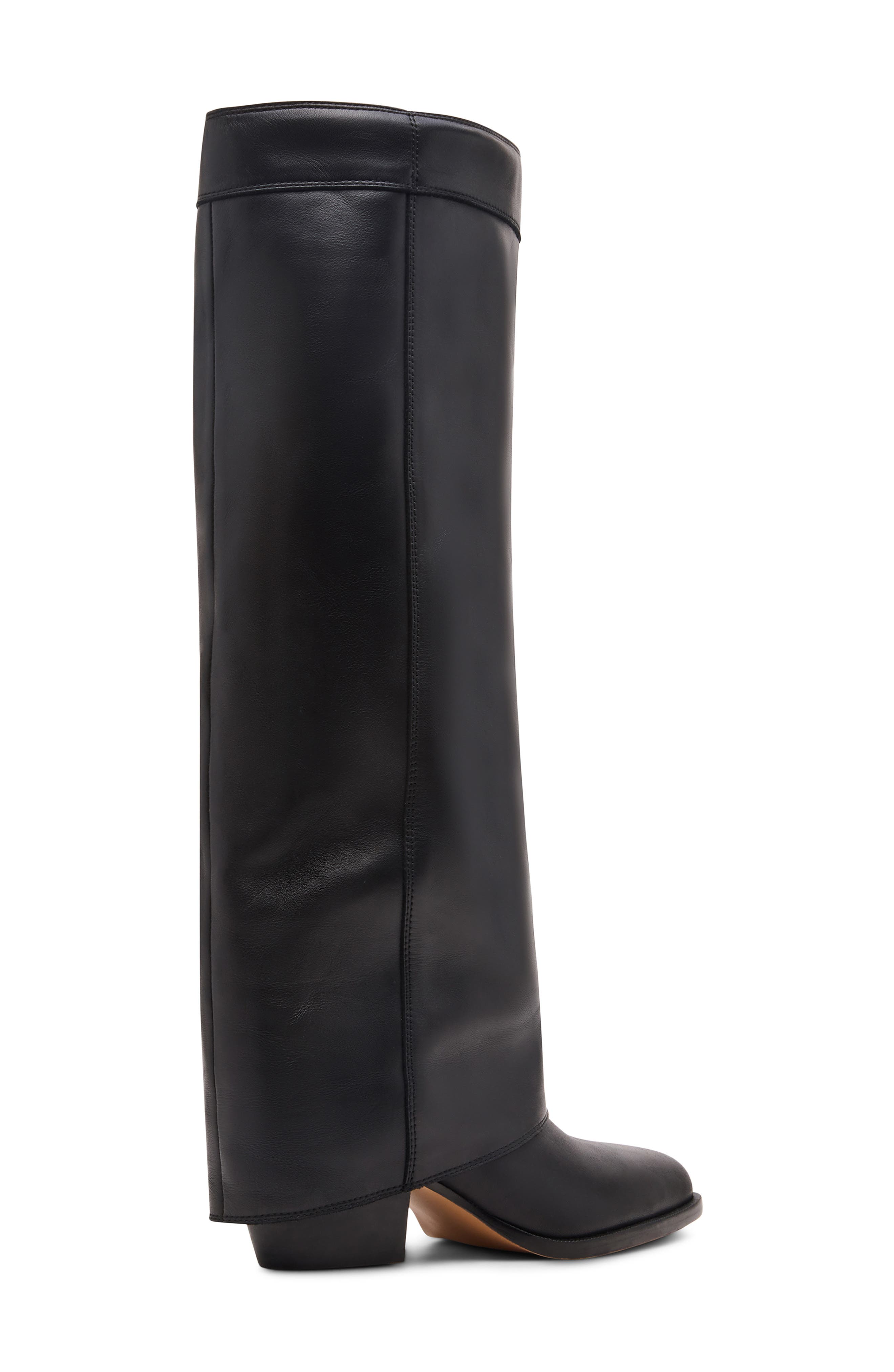Steve Madden Winnick Foldover Knee High Boot, Alternate, color, Black Leather