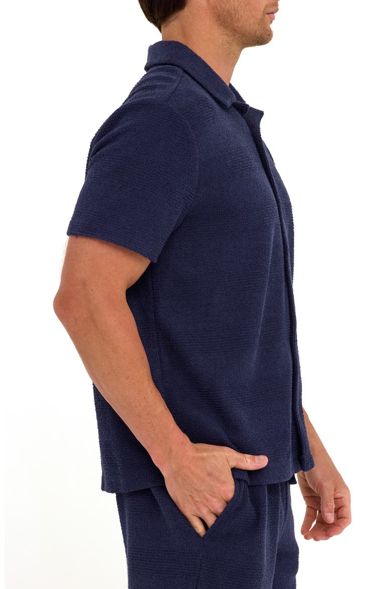 Archer Stripe Jacquard Short Sleeve Terry Cloth Button-Up Shirt, Alternate, color, STARGAZER